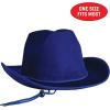 Beistle Purple Velour Cowboy Hat – Western Costume Headwear with Adjustable Chin Strap, Country Theme Accessory for Rodeo Parties, Ranch Events, Photo Booth Props, and Themed Displays(Blue)