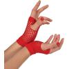 Beistle Red Short Fishnet Gloves – 2 Pairs, Fingerless Stretch Mesh Costume Accessories with Elastic Wrist Cuffs, Retro 80s Party Wear, Halloween Outfit Accents for Dance Rave Themed Events
