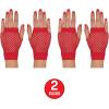 Beistle Red Short Fishnet Gloves – 2 Pairs, Fingerless Stretch Mesh Costume Accessories with Elastic Wrist Cuffs, Retro 80s Party Wear, Halloween Outfit Accents for Dance Rave Themed Events