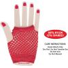 Beistle Red Short Fishnet Gloves – 2 Pairs, Fingerless Stretch Mesh Costume Accessories with Elastic Wrist Cuffs, Retro 80s Party Wear, Halloween Outfit Accents for Dance Rave Themed Events