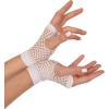 Beistle White Short Fishnet Gloves – 2 Pairs, Fingerless Stretch Mesh Costume Accessories with Elastic Wrist Cuffs, Retro 80s Party Wear, Halloween Outfit Accents for Dance Rave Themed Events