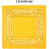 Beistle Yellow Fabric Bandanas – 3 Pack, Polyester Paisley Head Scarf Squares, Western Cowboy Rodeo Festival Wearables, Country Costume Accessories, Neck Scarf Wraps & Themed Event Décor, 22″ x 22″
