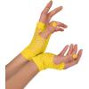 Beistle Yellow Short Fishnet Gloves – 2 Pairs, Fingerless Stretch Mesh Costume Accessories with Elastic Wrist Cuffs, Retro 80s Neon Party Wear, Halloween Outfit Accents for Dance Rave Themed Events