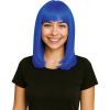 Beistle Blue Long Bob Wig – Straight Synthetic Costume Wig with Bangs, Shoulder-Length Hair Accessory for Halloween Costumes, Themed Party Wear, Stage Performances, Photo Booth Props & Event Styling