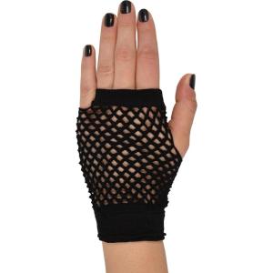 Beistle Black Short Fishnet Gloves – 2 Pairs, Fingerless Stretch Mesh Costume Accessories with Elastic Wrist Cuffs, Retro 80s Party Wear, Halloween Outfit Accents for Dance Rave Themed Events