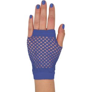 Beistle Blue Short Fishnet Gloves – 2 Pairs, Fingerless Stretch Mesh Costume Accessories with Elastic Wrist Cuffs, Retro 80s Party Wear, Halloween Outfit Accents for Dance Rave Themed Events