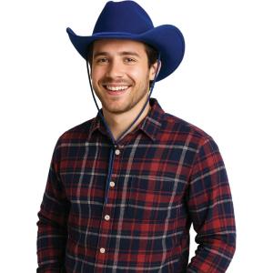 Beistle Purple Velour Cowboy Hat – Western Costume Headwear with Adjustable Chin Strap, Country Theme Accessory for Rodeo Parties, Ranch Events, Photo Booth Props, and Themed Displays(Blue)