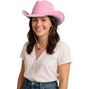 Beistle Purple Velour Cowboy Hat – Western Costume Headwear with Adjustable Chin Strap, Country Theme Accessory for Rodeo Parties, Ranch Events, Photo Booth Props, and Themed Displays(Pink)