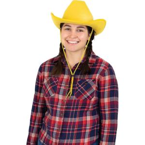 Beistle Purple Velour Cowboy Hat – Western Costume Headwear with Adjustable Chin Strap, Country Theme Accessory for Rodeo Parties, Ranch Events, Photo Booth Props, and Themed Displays(Yellow)
