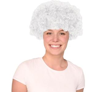 Beistle White Curly Wig – Short Synthetic Costume Wig, Bold Novelty Spirit Hair Accessory for Cosplay, Halloween Costumes, Themed Party Wear, Stage Performances, Photo Booth Props & Event Styling