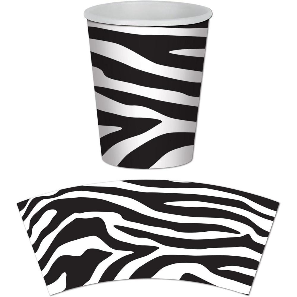 image:imageBeistle 9 Oz Jungle Themed Zebra Print Beverage Cups  12 Pack8Pkg