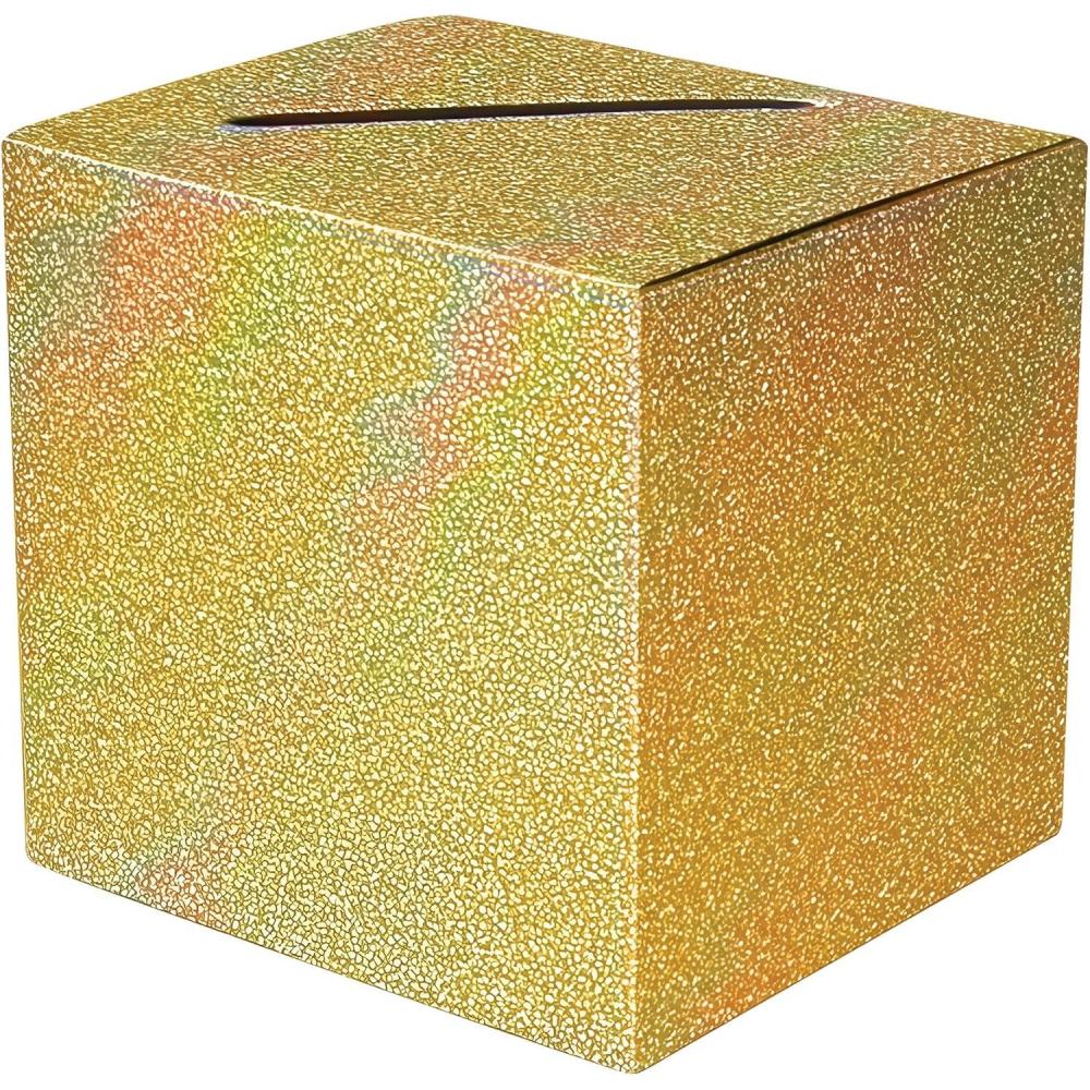 image:imageBeistle Prismatic AllPurpose Card Box  Gold Glitter Holder for Cards with Slot Top Decorative Sparkle Collection Box for Weddings Showers Celebrations Event Displays amp Table Dcor 9 x 9