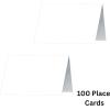 Beistle White Place Cards – 100 Pack, Folded Table Name Cards with Blank Center, Cardstock Seating Markers for Weddings, Receptions, Banquets, Catering Label Displays & Formal Event Décor, 2″ x 4″