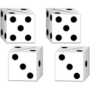 Beistle 4 Piece Paper Dice Card Boxes For Casino Theme Party Supplies, Table Décor, Made In USA Since 1900