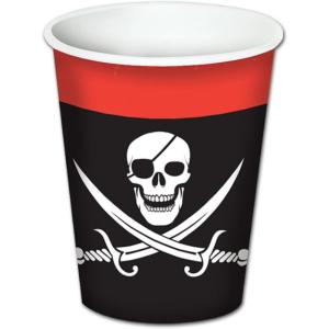 Beistle Club Pack Printed Pirate 9oz Paper Hot/Cold Cup Pack of 8, Box Contains 12 Packs (96 Cups)