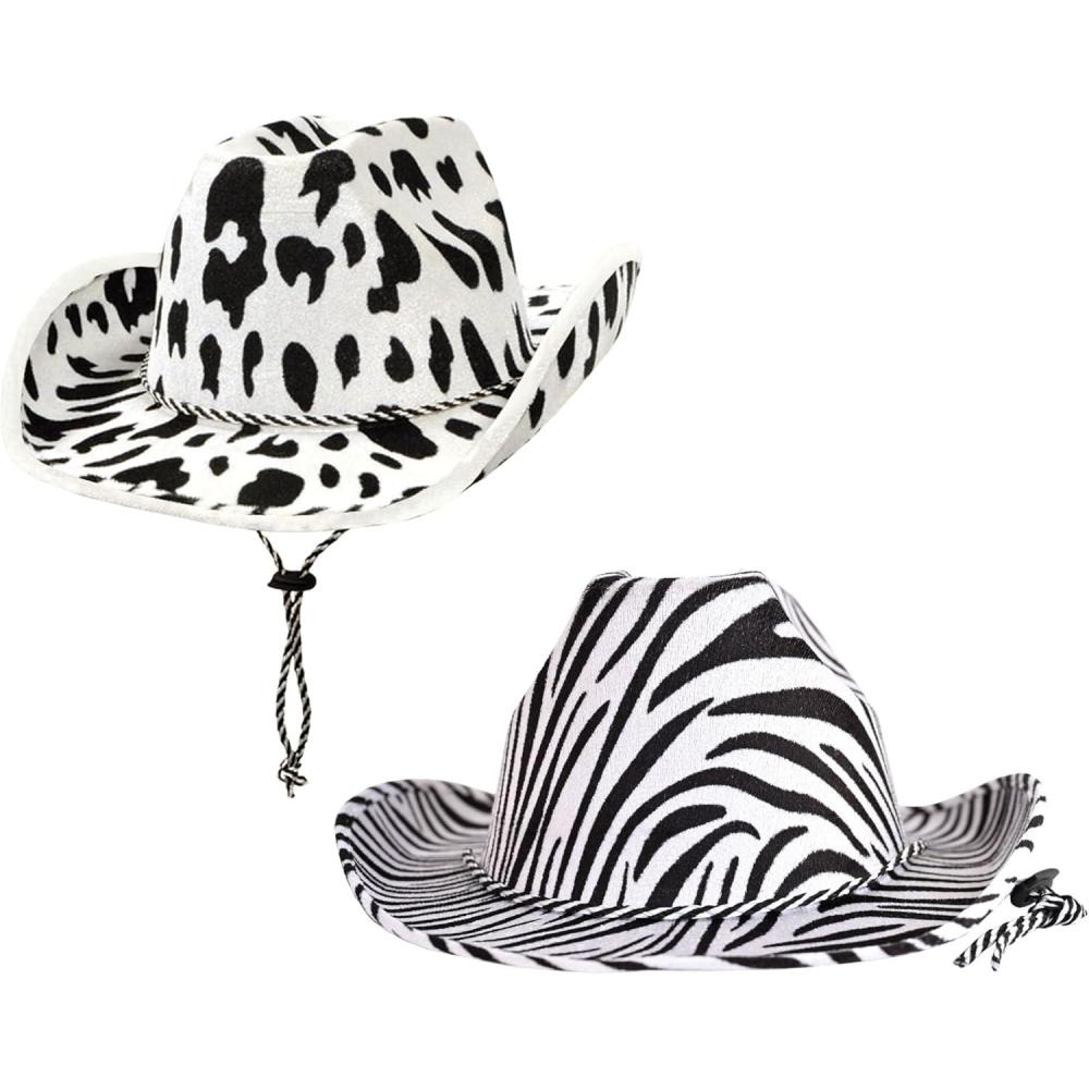 image:imageBeistle Animal Print Cowboy Hat Set Zebra and Cow Print Western Novelty Hats Fun Party Wear for Rodeo Themes Barnyard Events Costume Accessories amp Photo Booth Props with Adjustable Chin Straps