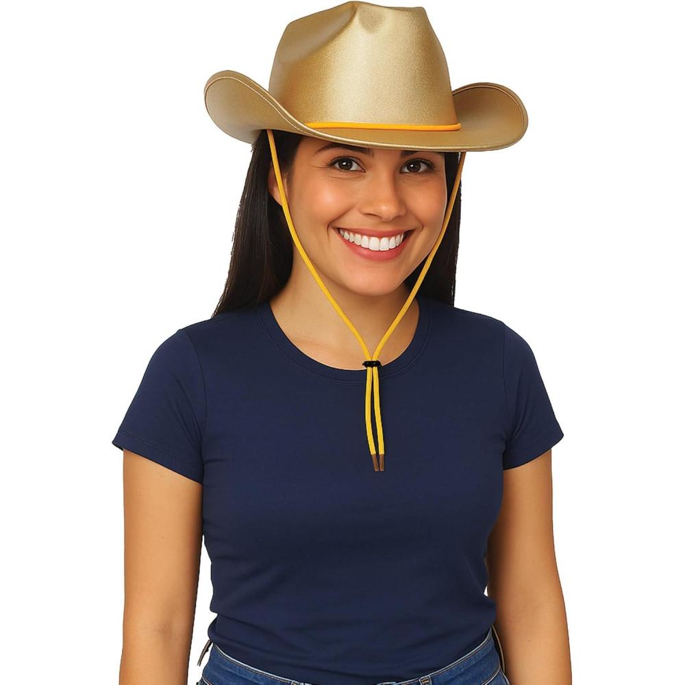 image:imageBeistle Theatrical Cowboy Hat Gold Western Costume Hat with Adjustable Chin Strap Metallic Rodeo Prop for Theme Parties Halloween Costumes Stage Performances Festivals amp Photo Booth Accessories