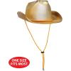 Beistle Theatrical Cowboy Hat – Gold Western Costume Hat with Adjustable Chin Strap, Metallic Rodeo Prop for Theme Parties, Halloween Costumes, Stage Performances, Festivals & Photo Booth Accessories