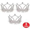 Beistle Silver Plastic Tiaras – 3 Pack, Crown Headpieces with Metallic Fringe, Spirit Headwear for Stage Performances, Halloween Costumes, Photo Booth Props, Themed Events & Novelty Party Wear