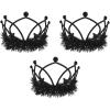 Beistle Black Plastic Tiaras – 3 Pack, Crown Headpieces with Metallic Fringe, Spirit Headwear for Stage Performances, Halloween Costumes, Photo Booth Props, Themed Events & Novelty Party Wear
