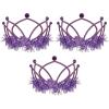 Beistle Purple Plastic Tiaras – 3 Pack, Crown Headpieces with Metallic Fringe, Spirit Headwear for Stage Performances, Halloween Costumes, Photo Booth Props, Themed Events & Novelty Party Wear