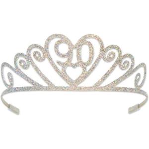 Beistle 60633-90 Glittered Metal 90 Tiara White – Pack of 6
