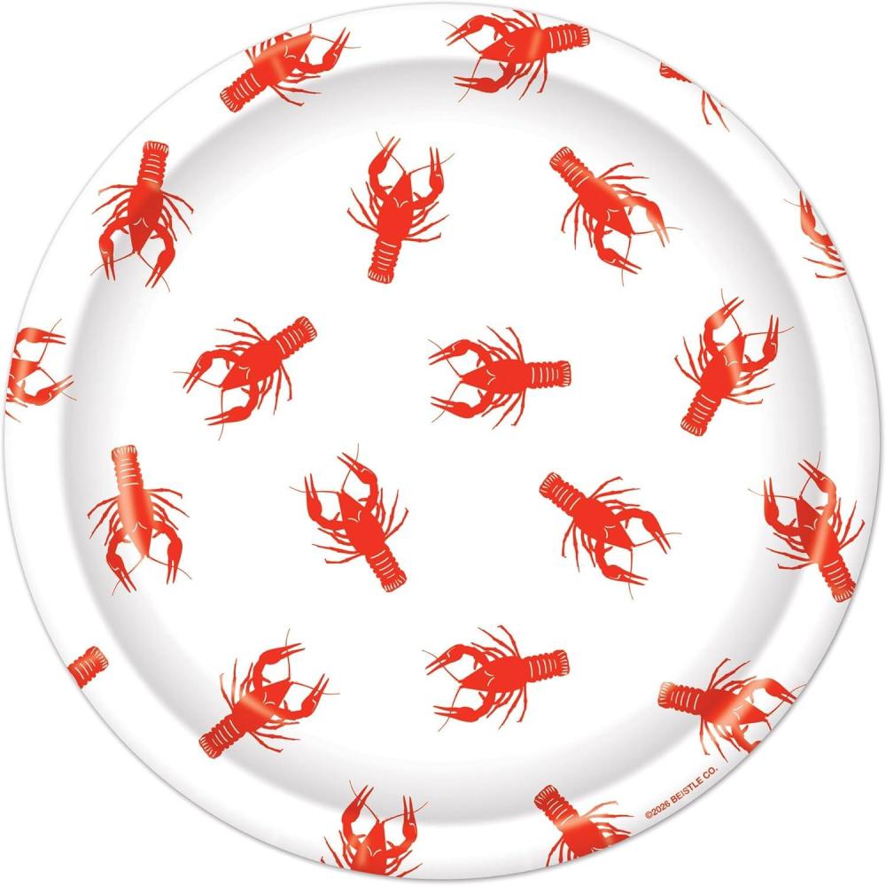 image:imageBeistle Crawfish Paper Plates 16 Pack Red and White Disposable Party Tableware Round SeafoodThemed Dessert Plates for Boil Tables Coastal Events Mardi Gras Celebrations amp Cajun Displays 7