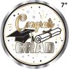 Beistle Graduation Paper Plates – 16 Pack, White and Silver Congrats Grad Disposable Party Tableware with Cap and Diploma Design, Round Dessert Plates for Commencement Celebrations & Parties, 7″