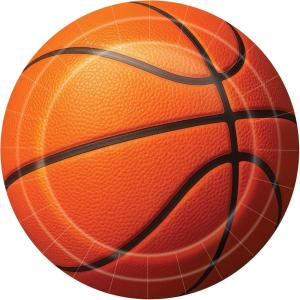 Beistle Basketball Paper Plates – 16 Pack, Sports-Themed Round Disposable Tableware with Realistic Basketball Design, Event Table Décor for Watch Parties, Team Celebrations & Athletic Displays, 9″