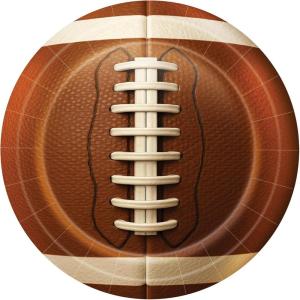Beistle Football Paper Plates – 16 Pack, Sports-Themed Round Disposable Tableware with Realistic Football Design, Event Table Décor for Watch Parties, Team Celebrations & Touchdown Displays, 9″