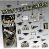 18.75″ Yellow, Black, and White Paper Happy Graduation Party Kit