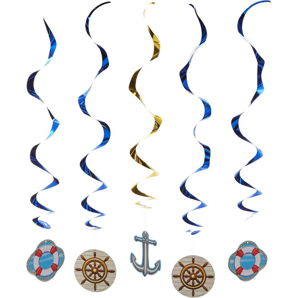 image:imageBeistle 5 Piece Cruise Ship Whirls Nautical Hanging Swirls Ceiling Decorations Bon Voyage Ocean Theme Party Supplies 40 Multicolored