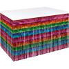 Beistle Bright Metallic Table Skirting – 1-Ply Fringe Table Skirt with Horizontal Serape Stripes, Decorative Cover Accessory for Fiesta Themes, Event Displays, Buffet Tables & Party Styling, 30″ x 14′