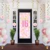 Beistle Sweet 16 Whirls – 12 Pack, Gold Metallic Hanging Ceiling Spirals with Pink Sweet Sixteen Icons, Elegant Chic Birthday Party Décor, Statement Accents for Milestone Celebrations, 17½”–30½”