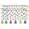 40th Hanging Swirl Decorations, Colors May Vary, 1 Pack