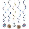 Beistle 5 Piece Cruise Ship Whirls Nautical Hanging Swirls Ceiling Decorations ? Bon Voyage Ocean Theme Party Supplies, 40″, Multicolored