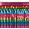 Beistle Bright Metallic Table Skirting – 1-Ply Fringe Table Skirt with Horizontal Serape Stripes, Decorative Cover Accessory for Fiesta Themes, Event Displays, Buffet Tables & Party Styling, 30″ x 14′