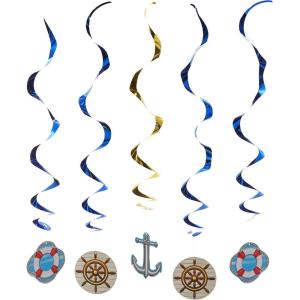 Beistle 5 Piece Cruise Ship Whirls Nautical Hanging Swirls Ceiling Decorations ? Bon Voyage Ocean Theme Party Supplies, 40″, Multicolored