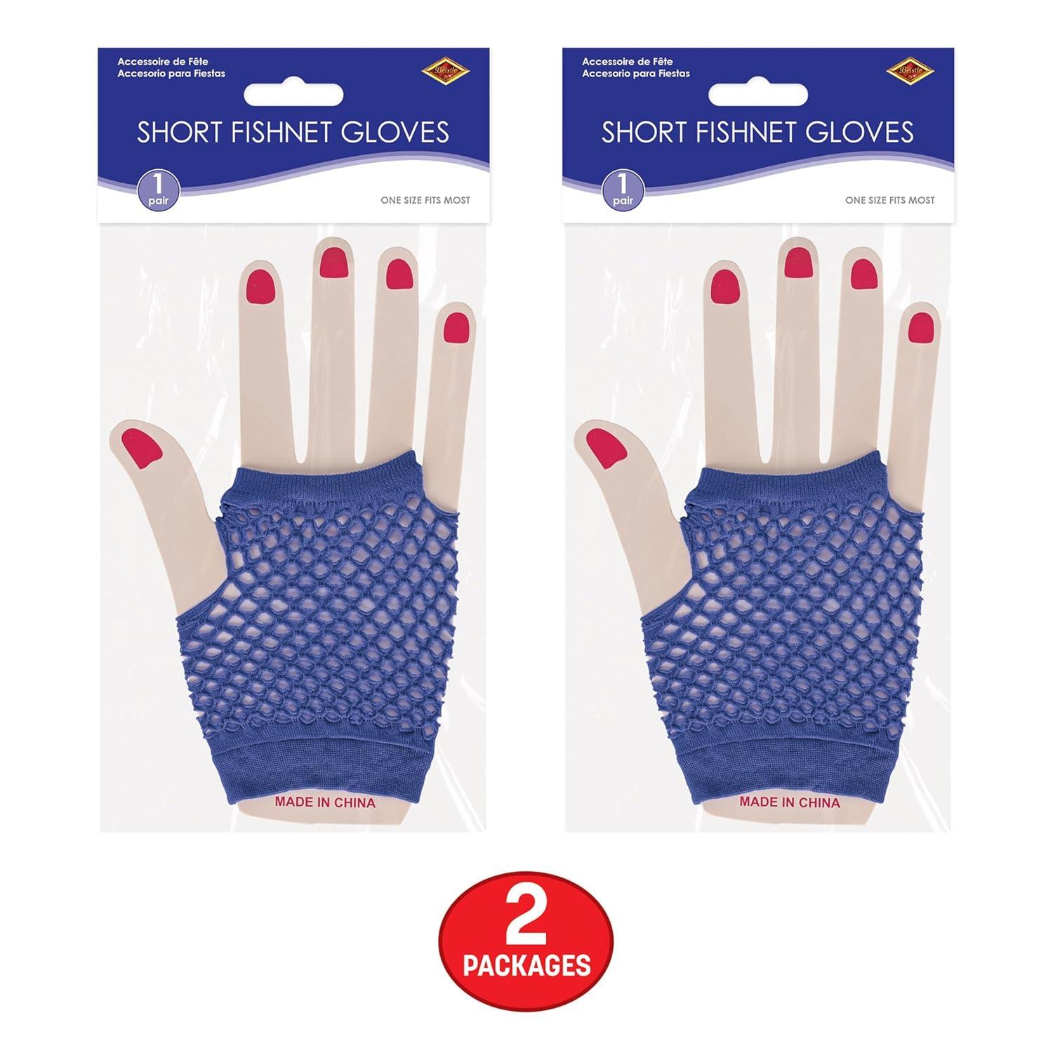 image:imageBeistle Black Short Fishnet Gloves 2 Pairs Fingerless Stretch Mesh Costume Accessories with Elastic Wrist Cuffs Retro 80s Party Wear Halloween Outfit Accents for Dance Rave Themed EventsBlue