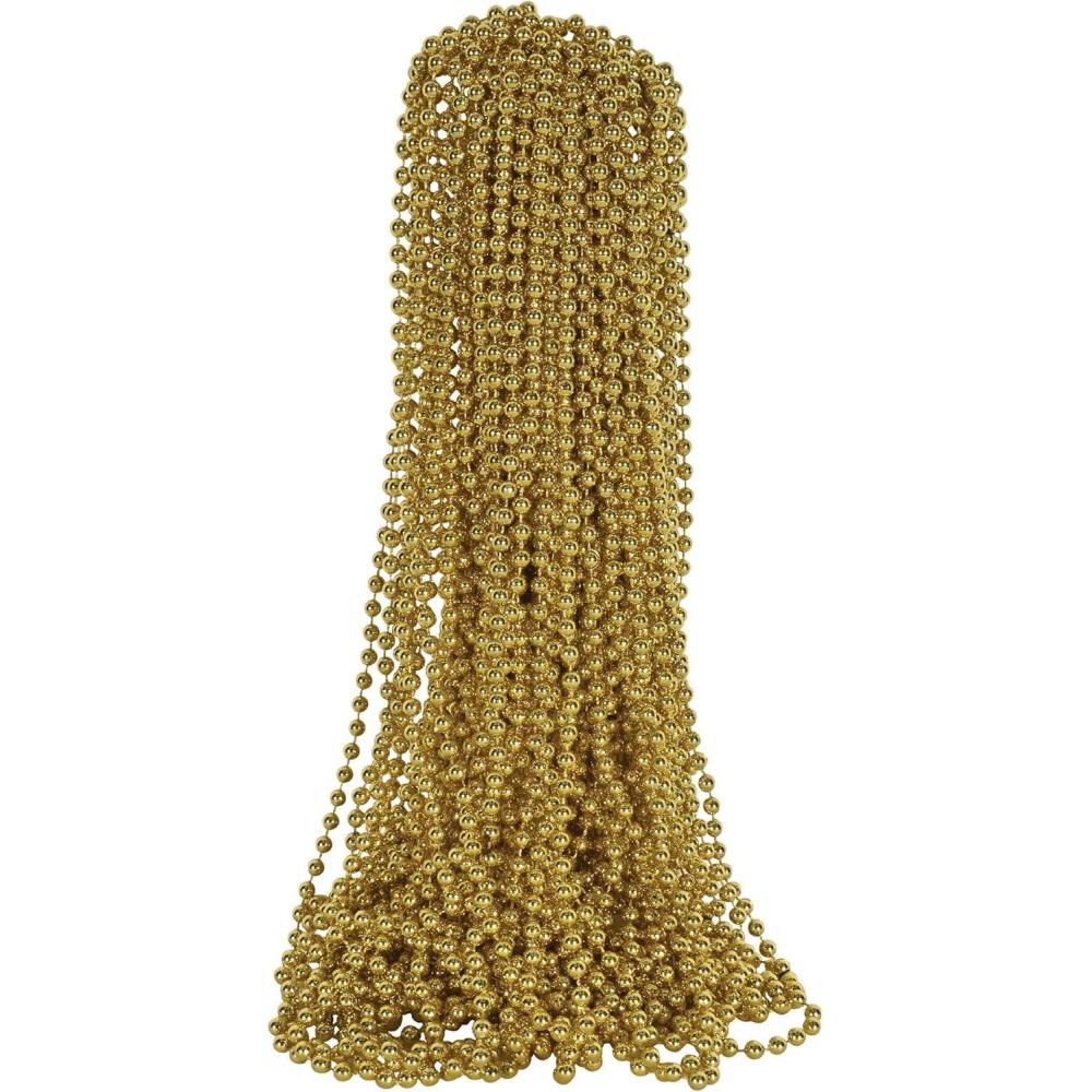 image:imageBeistle Blue Party Beads  50 Pack Bulk Plastic Bead Necklaces Lightweight Costume Accessories for Mardi Gras New Years Eve Themed Parties Stage Styling Photo Booth Props amp Event Dcor 33Gold