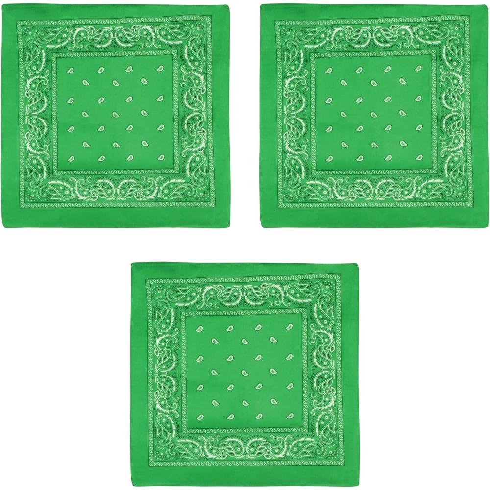 image:imageBeistle Green Fabric Bandanas 3 Pack Polyester Paisley Head Scarf Squares Western Cowboy Rodeo Festival Wearables Country Costume Accessories Neck Scarf Wraps amp Themed Event Dcor 22 x 22