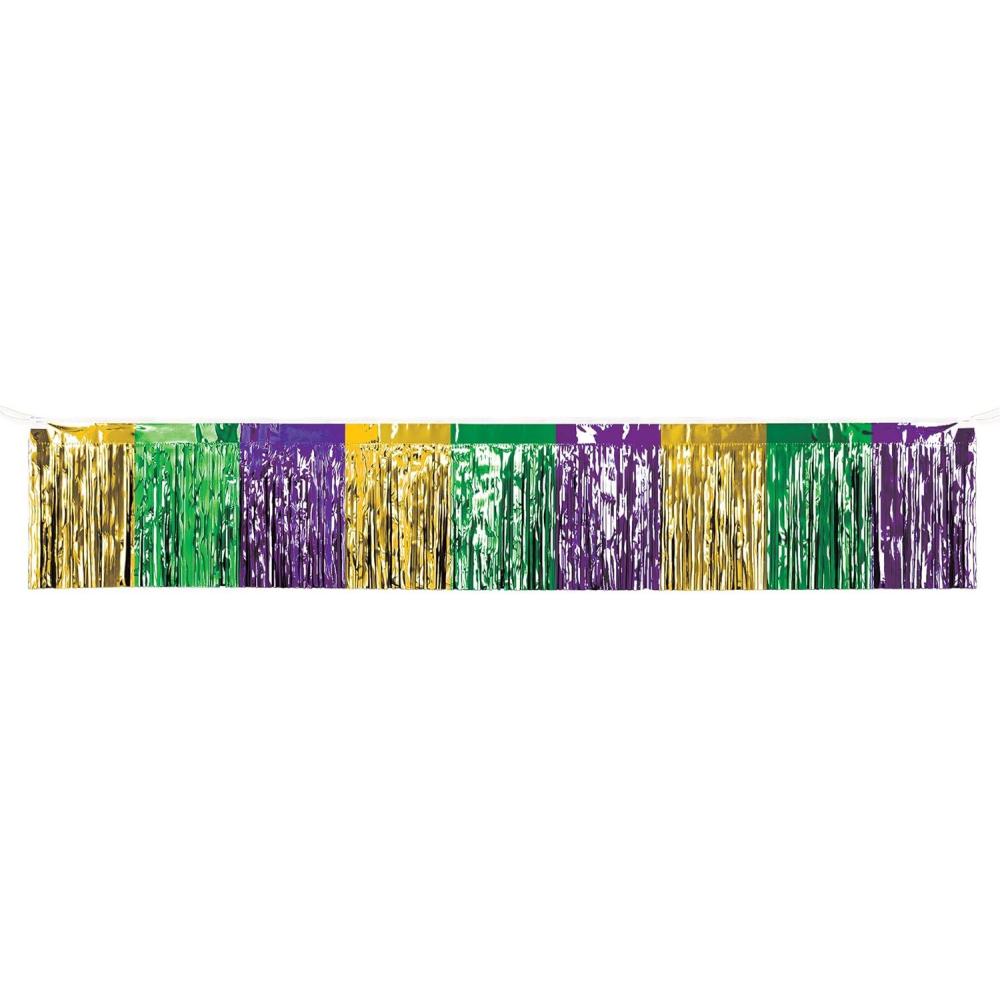 image:imageBeistle Mardi Gras Metallic Fringe Drape SinglePly Foil Garland Green Gold Purple Fringe Decoration Dcor for Wall Table or Doorway Streamer for Carnival Events amp Festive Displays 15 x 10