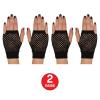 Beistle Black Short Fishnet Gloves – 2 Pairs, Fingerless Stretch Mesh Costume Accessories with Elastic Wrist Cuffs, Retro 80s Party Wear, Halloween Outfit Accents for Dance Rave Themed Events(Black)