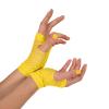 Beistle Black Short Fishnet Gloves – 2 Pairs, Fingerless Stretch Mesh Costume Accessories with Elastic Wrist Cuffs, Retro 80s Party Wear, Halloween Outfit Accents for Dance Rave Themed Events(Yellow)