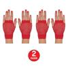 Beistle Black Short Fishnet Gloves – 2 Pairs, Fingerless Stretch Mesh Costume Accessories with Elastic Wrist Cuffs, Retro 80s Party Wear, Halloween Outfit Accents for Dance Rave Themed Events(Red)