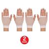 Beistle Black Short Fishnet Gloves – 2 Pairs, Fingerless Stretch Mesh Costume Accessories with Elastic Wrist Cuffs, Retro 80s Party Wear, Halloween Outfit Accents for Dance Rave Themed Events(White)