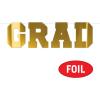 Beistle Foil Grad Streamer – Gold Letter Banner with White Ribbon, Metallic Foil-Mounted Cardstock Letters, Graduation Party Decor for Grads, Ceremonies, Commencements & Celebrations, 12¼” x 3′ 6″