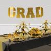 Beistle Foil Grad Streamer – Gold Letter Banner with White Ribbon, Metallic Foil-Mounted Cardstock Letters, Graduation Party Decor for Grads, Ceremonies, Commencements & Celebrations, 12¼” x 3′ 6″