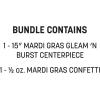 Beistle Mardi Gras Centerpiece & Confetti Set – 15″ Gleam ‘N Burst Table Decoration with Purple Base & Gold Ribbon and ½ Ounce Metallic Mardi Gras Scatter, Party Décor for Celebrations and Events