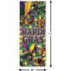Beistle Mardi Gras Door Covers – 2 Pack, All-Weather Thin Plastic Decorations with Mask, Beads & Fleur-de-Lis Design, Green, Gold & Purple Carnival Entryway Décor for Masquerade Parties, 6′ x 30″